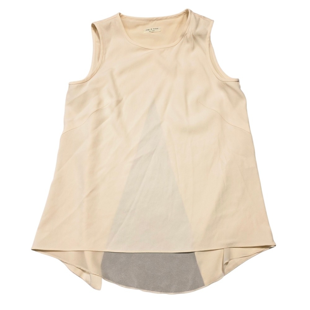 Rag & Bone Beige Sleeveless High Low Sheer Panel Tunic‎ Top Women's M